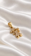 Dije Silueta de Niña con Circonias de 14k – 14k Gold Girl Silhouette Pendant