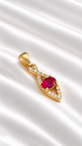 Dije con Rubí y Circonias de 14k – 14k Gold Ruby Pendant