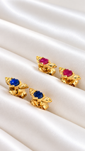 Aretes con Zafiro y Rubí de Plata 925 – 925 Sterling Silver Sapphire and Ruby Earrings