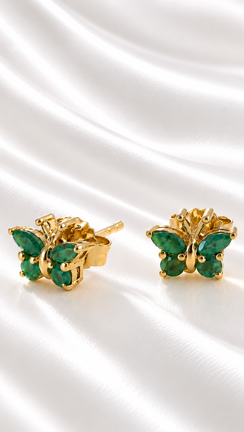 Aretes con Esmeralda Natural de Plata 925 – 925 Sterling Silver Emerald Earrings