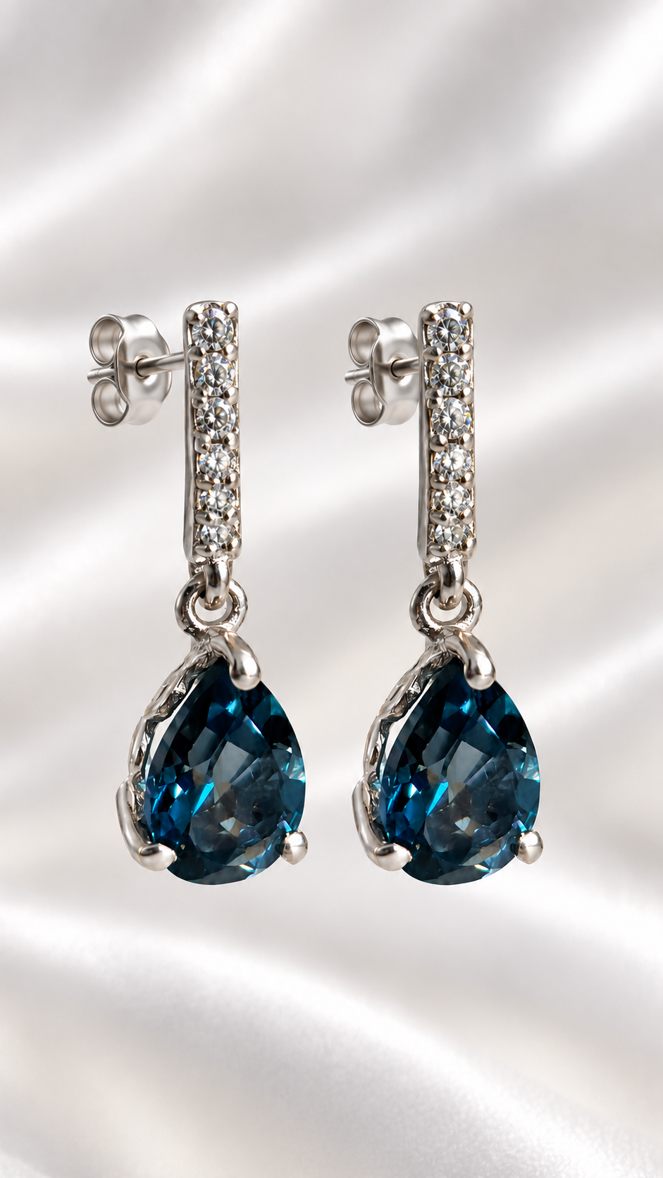 Aretes con Topacio Azul de Londres de Plata 925 – 925 Sterling Silver London Blue Topaz Earrings