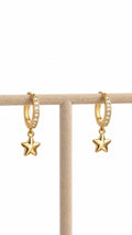 Argollas con estrella colgante de 10k