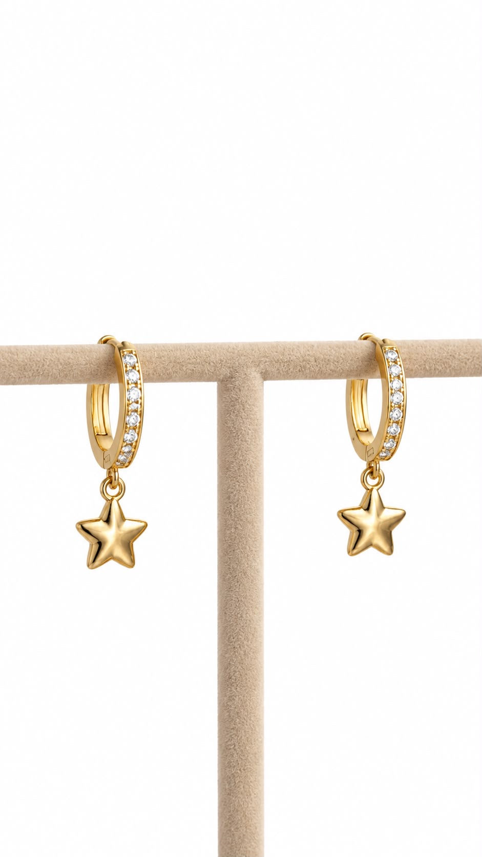Argollas con estrella colgante de 10k