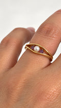 Anillo de Plata con Perla Natural y Amatista
