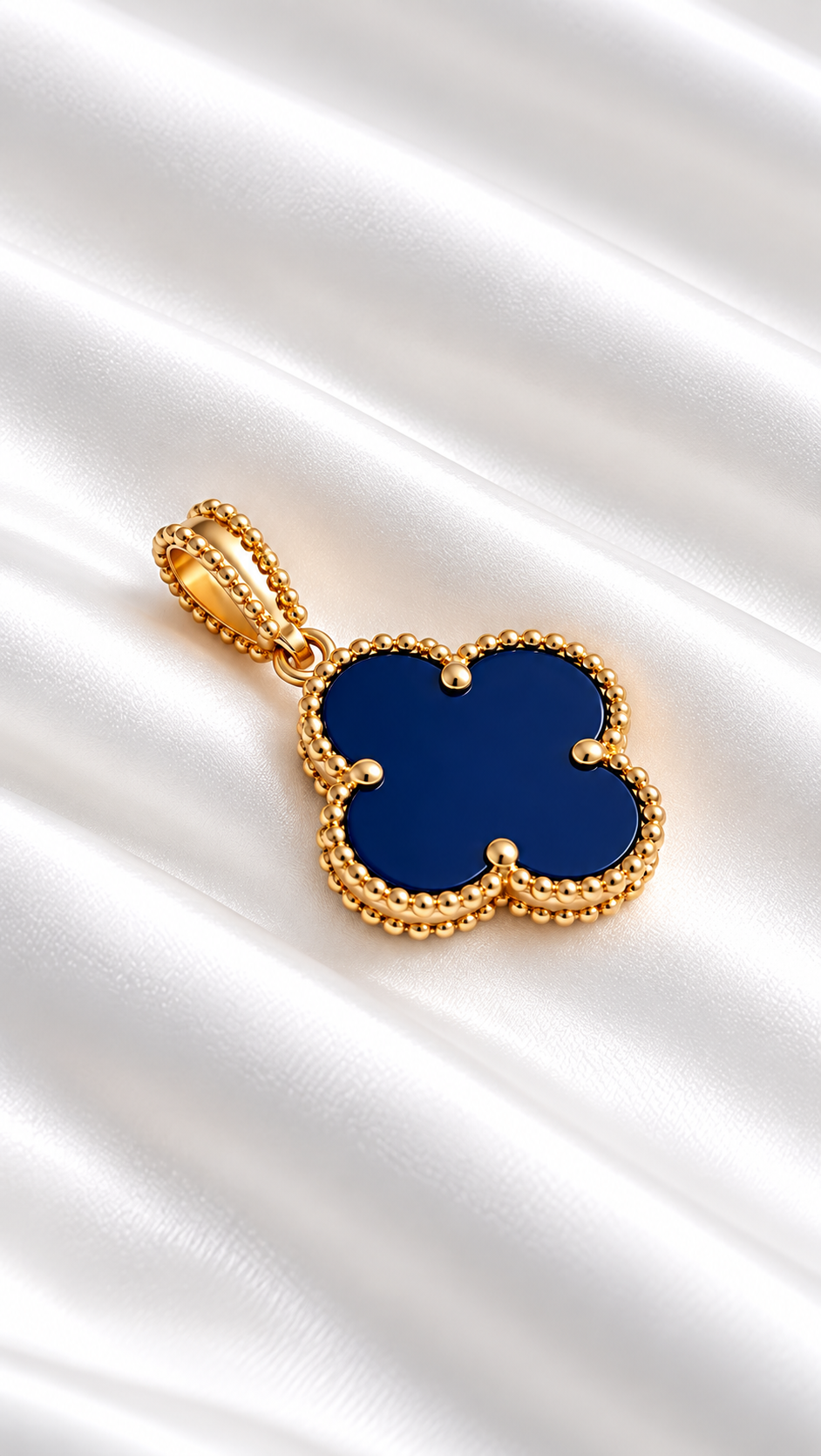Dije Trébol Azul Royal de 14k – 14k Gold Royal Blue Clover Pendant