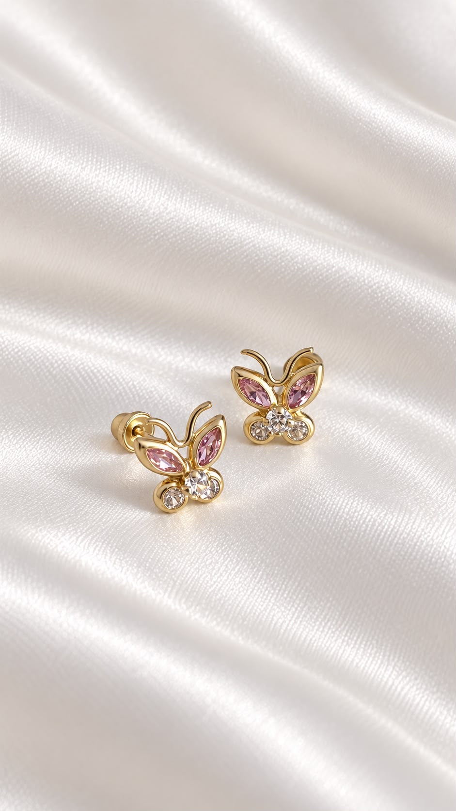 Aretes Mariposa de 14k – 14k Gold Butterfly Stud Earrings