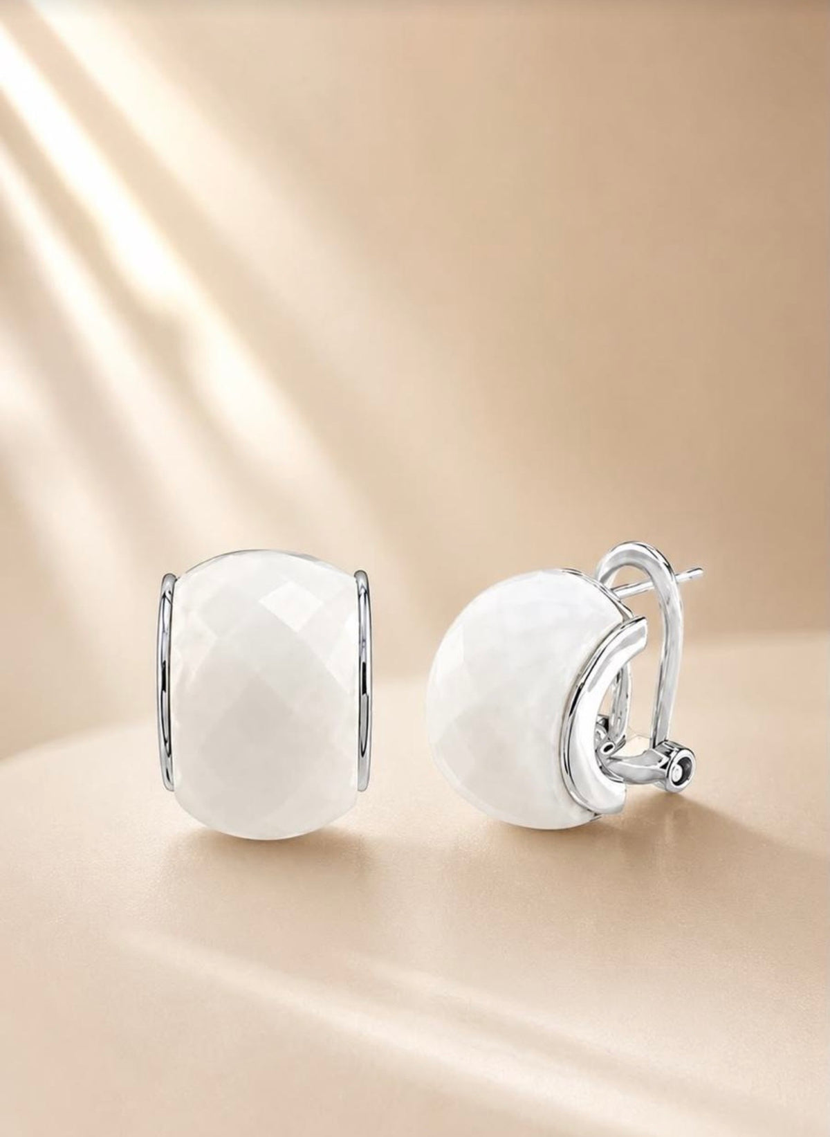 Aretes de plata con Ágata Blanca