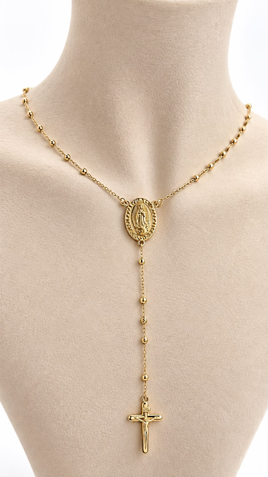 Rosario de 10k – 22 Pulgadas – 10k Gold Rosary Necklace