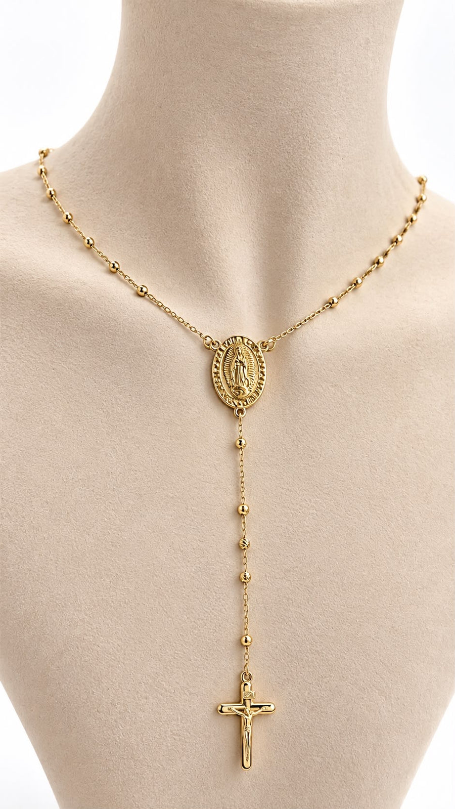 Rosario de 10k – 22 Pulgadas – 10k Gold Rosary Necklace