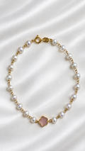 Pulsera de Perlas y Flores de 14k – 14k Gold Pearl and Flower Bracelet
