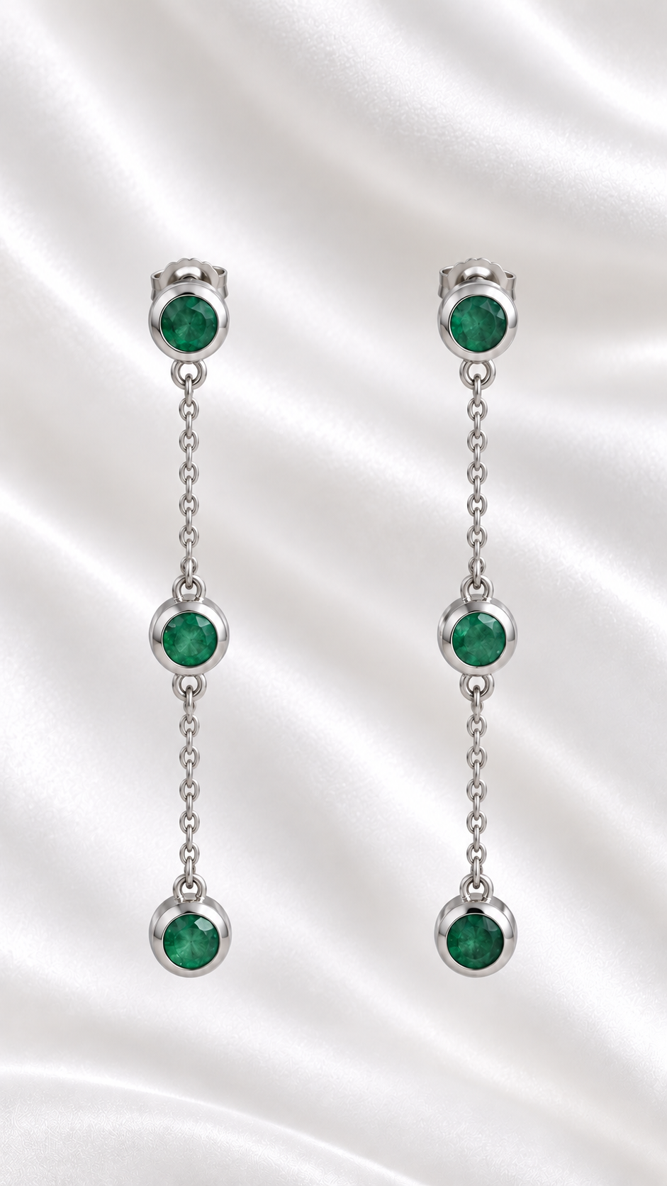 Aretes Colgantes con Esmeralda de Plata 925 – 925 Sterling Silver Emerald Drop Earrings