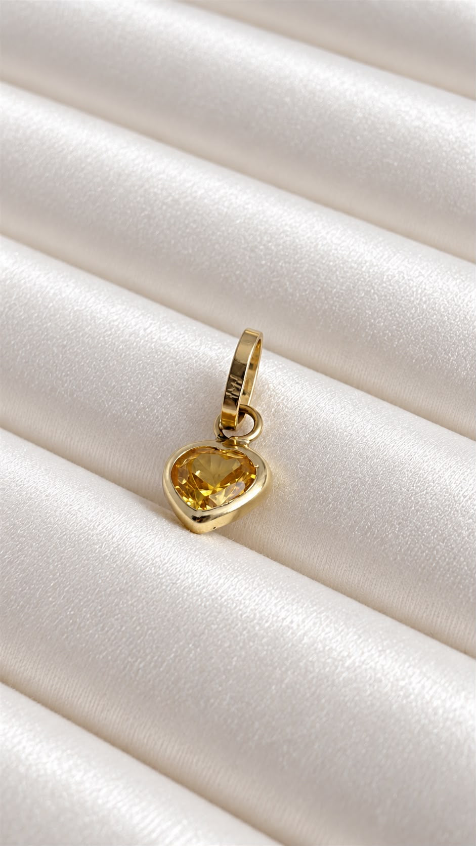 Dije de Corazón con Circonia Amarilla de 14k – 14k Gold Yellow CZ Heart Pendant