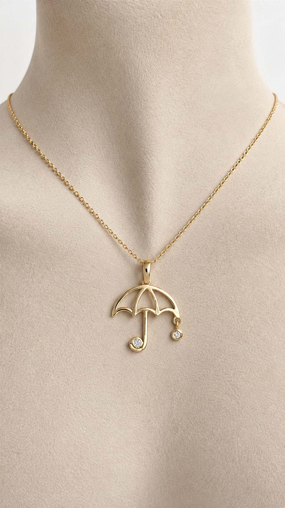 Cadena con Dije de Sombrilla de 14k – 14k Gold Umbrella Necklace