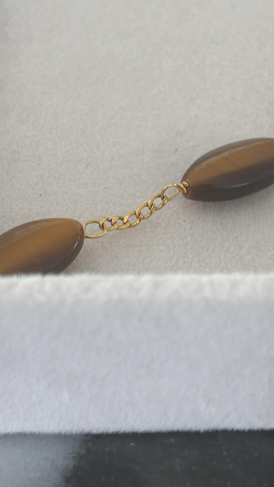 Pulsera de piedra Ojo de Tigre 10k