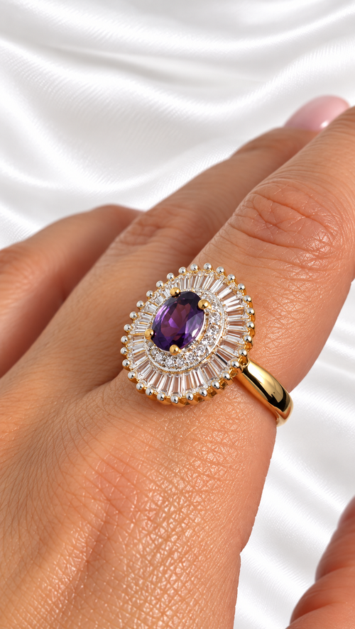 Anillo con Amatista y Topacio de Plata 925 – 925 Sterling Silver Amethyst and Topaz Ring