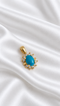 Dije con Turquesa de 14k – 14k Gold Turquoise Pendant