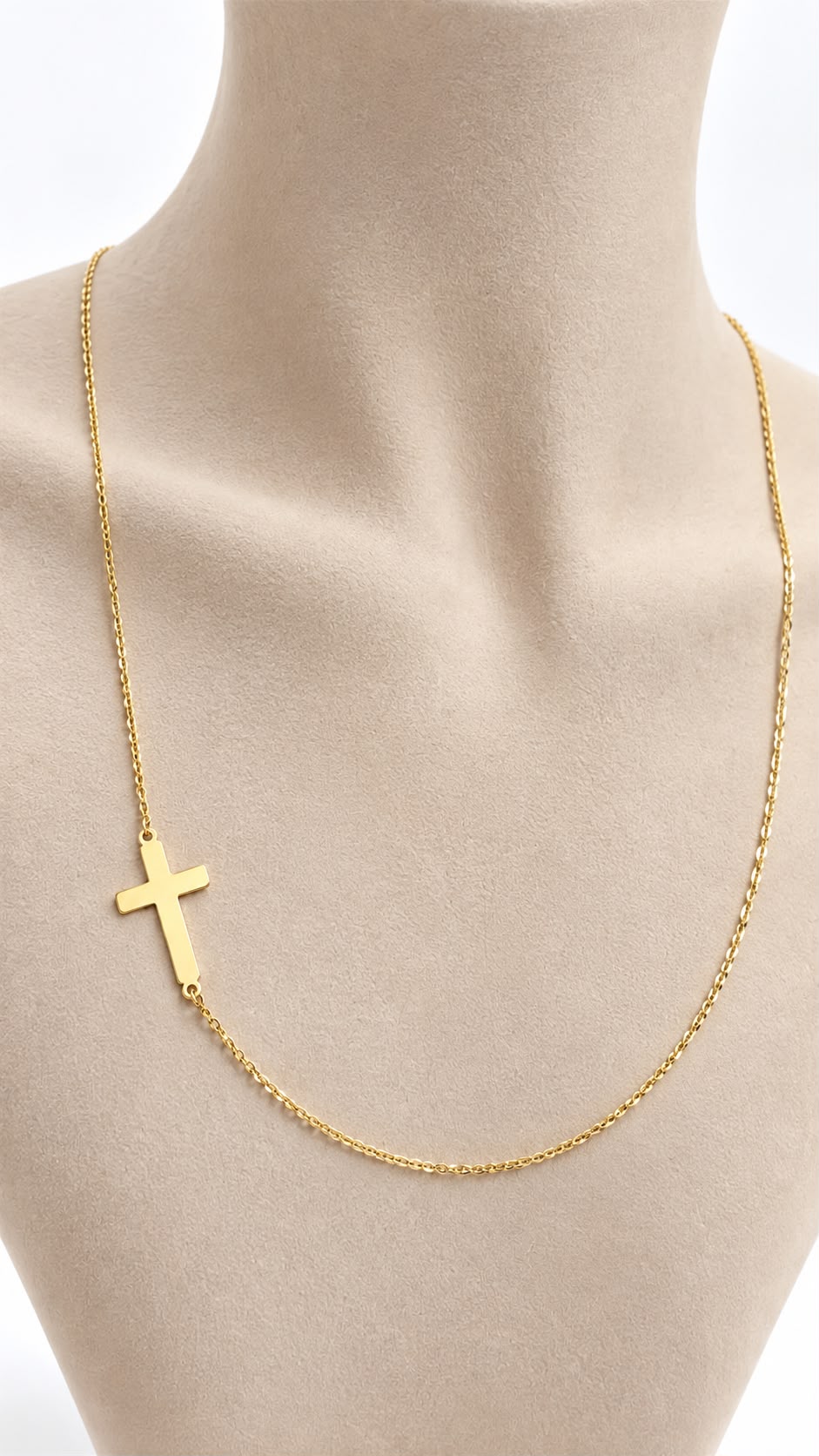 Cadena con Cruz Lateral de 10k – 10k Gold Sideways Cross Necklace