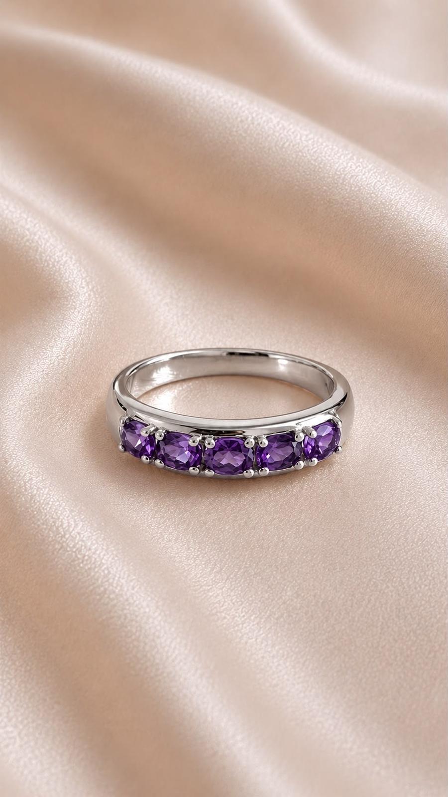 anillo Plata 925 con amatista natural