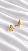 Aretes Rayito con Circonias de 14k – 14k Gold Lightning Bolt CZ Earrings