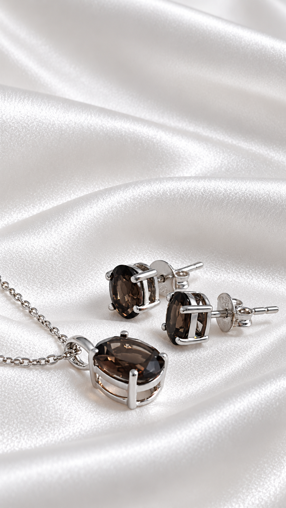 Set de Plata 925 con Cuarzo Ahumado – 925 Sterling Silver Smoky Quartz Set