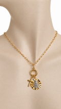 Cadena Paper Clip con Virgen de Guadalupe y Cruz de 10k – 10k Gold Virgin of Guadalupe Necklace