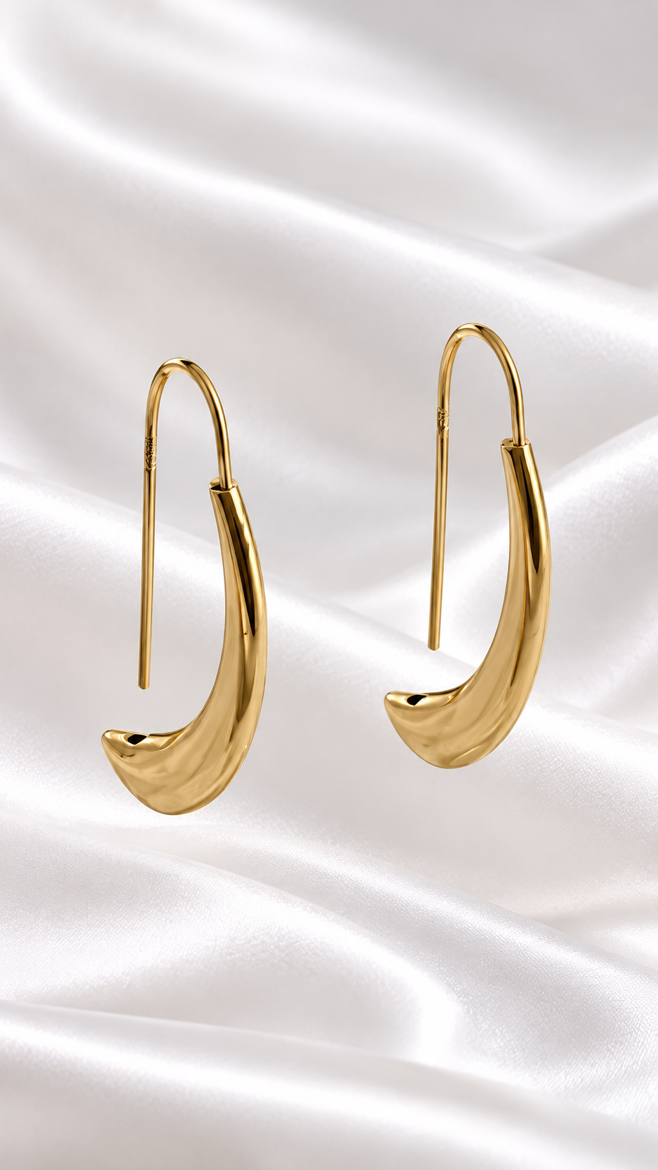 Aretes Largos Curvos de 14k – 14k Gold Ear Climber Earrings