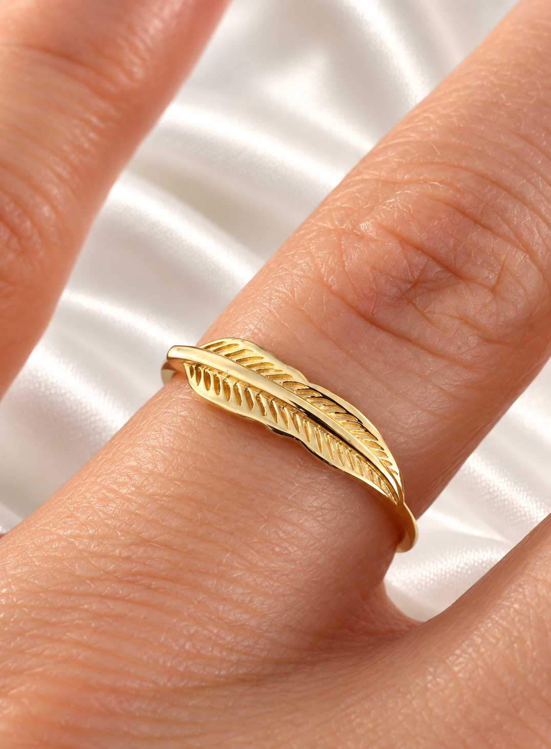 Anillo con Diseño de Hoja de 14k – 14k Gold Leaf Ring