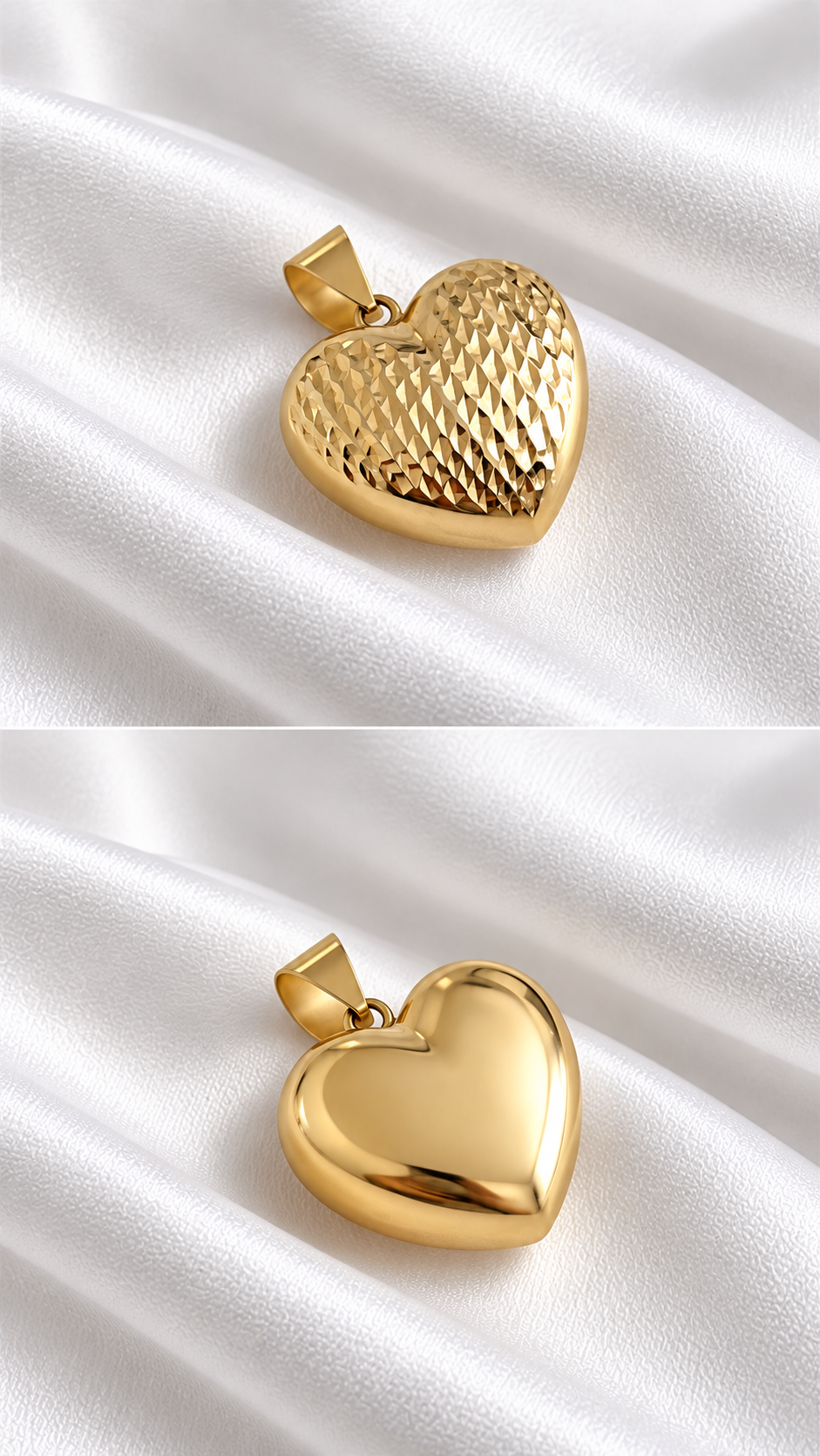 Dije de Corazón Inflado Grande de 10k – 10k Gold Puffy Heart Pendant