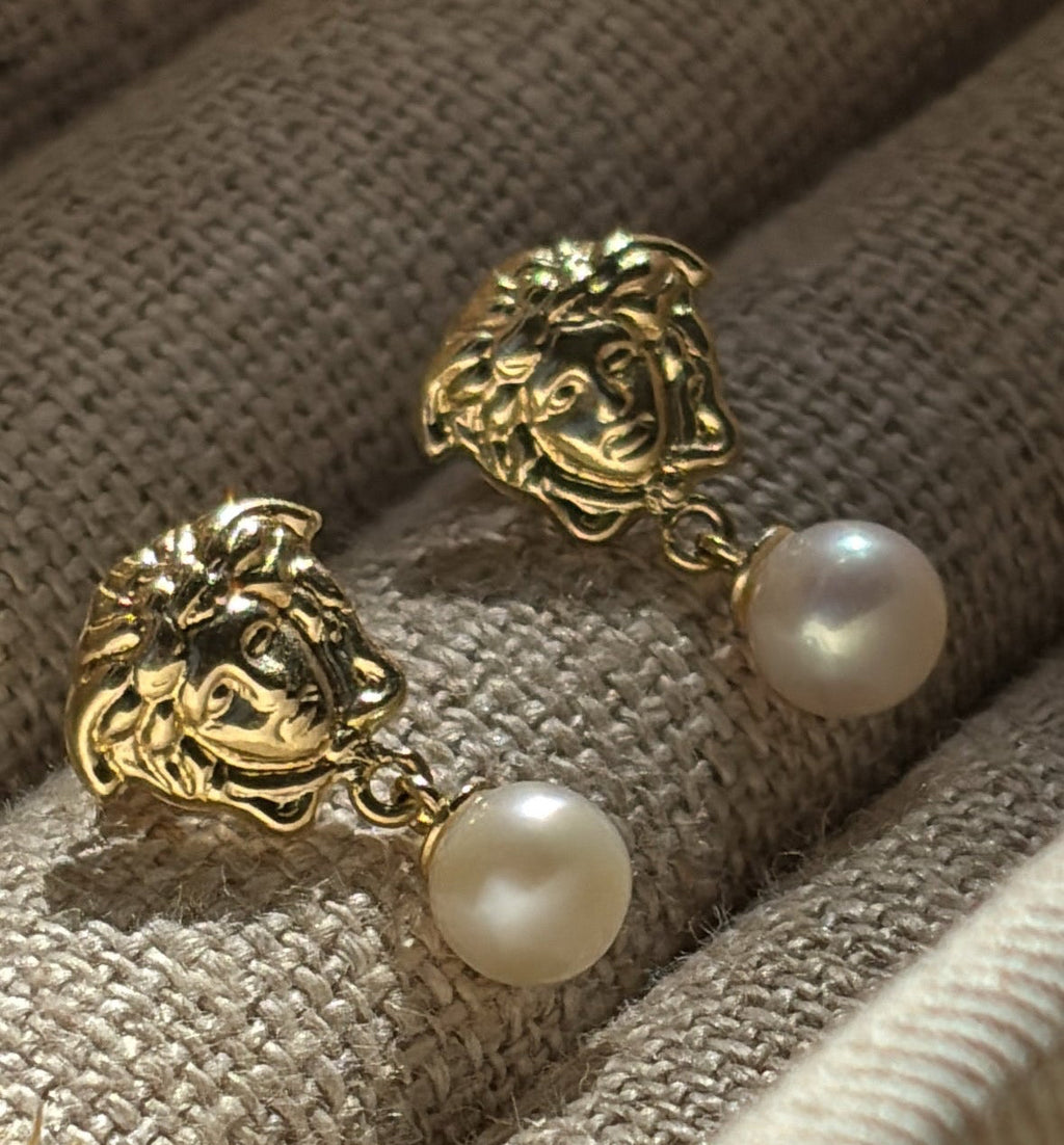 Aretes con perlas natural 14k