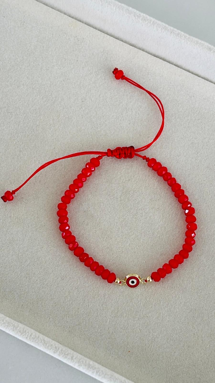Pulsera de Hilo rojo con ojo turco 14k