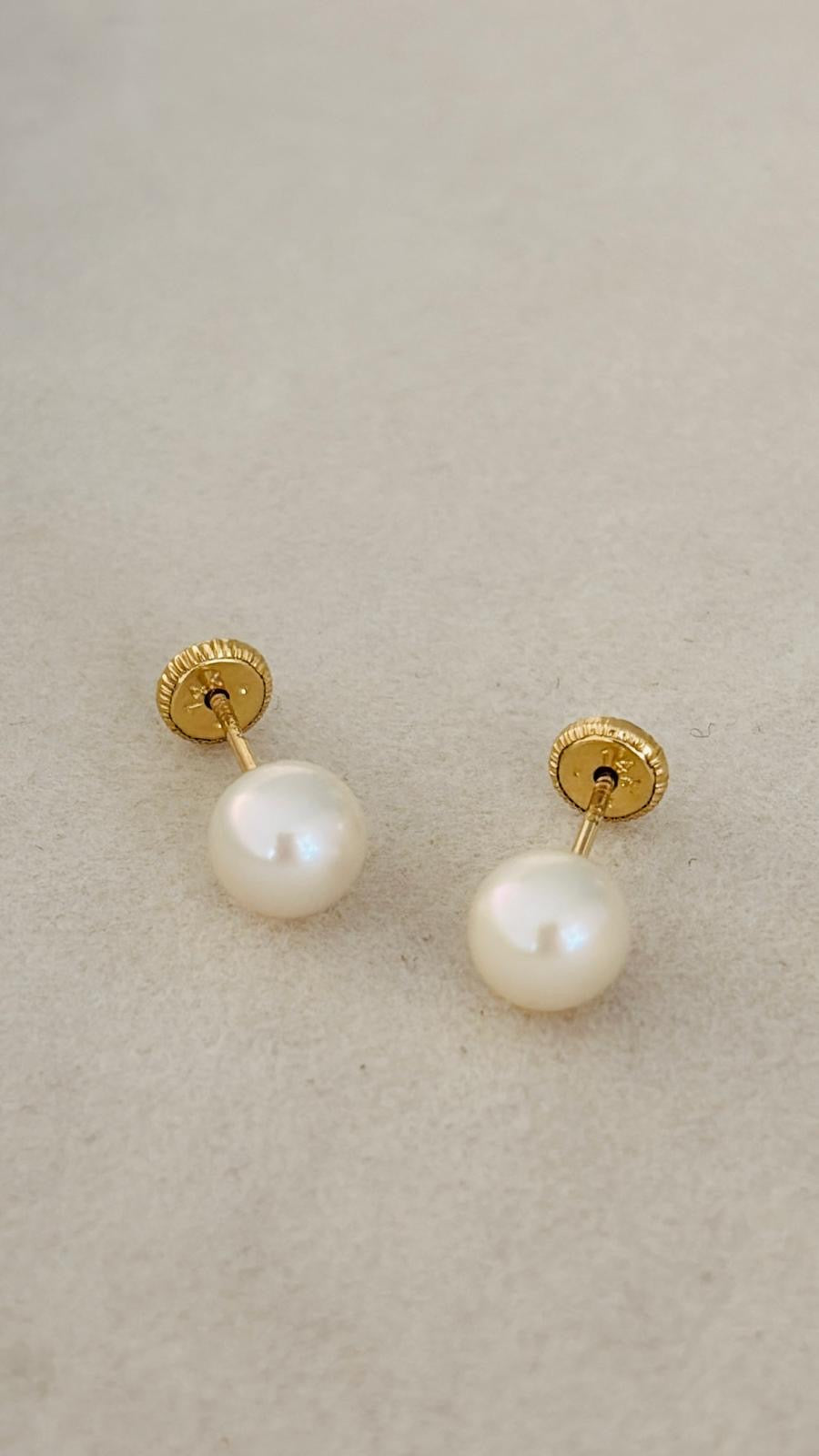 Aretes de  madre Perla 14k
