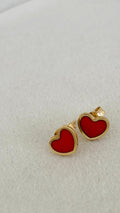 Aretes de corazón rojo 14k