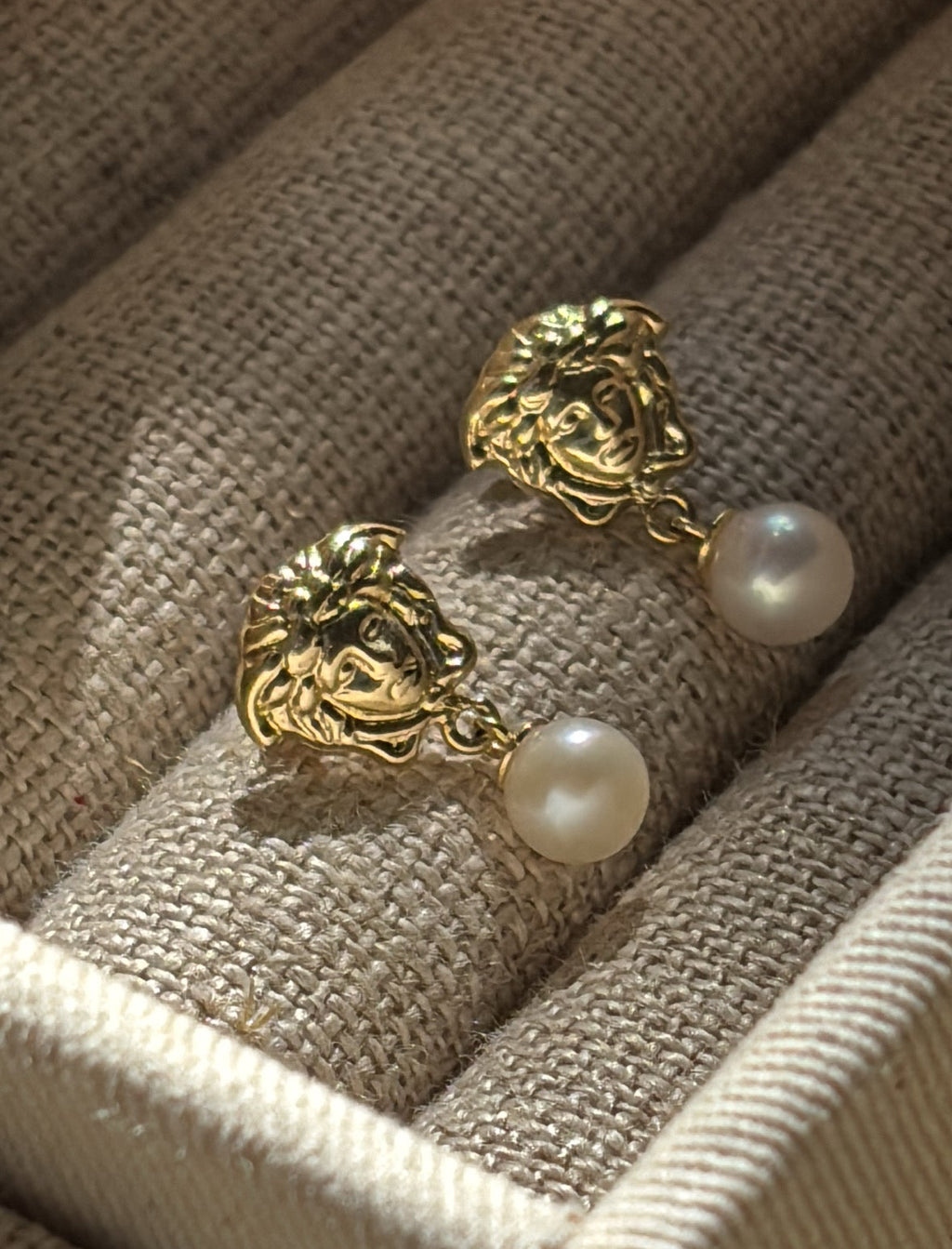 Aretes con perlas natural 14k