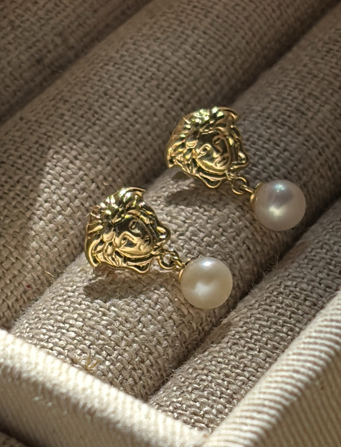 Aretes con perlas natural 14k
