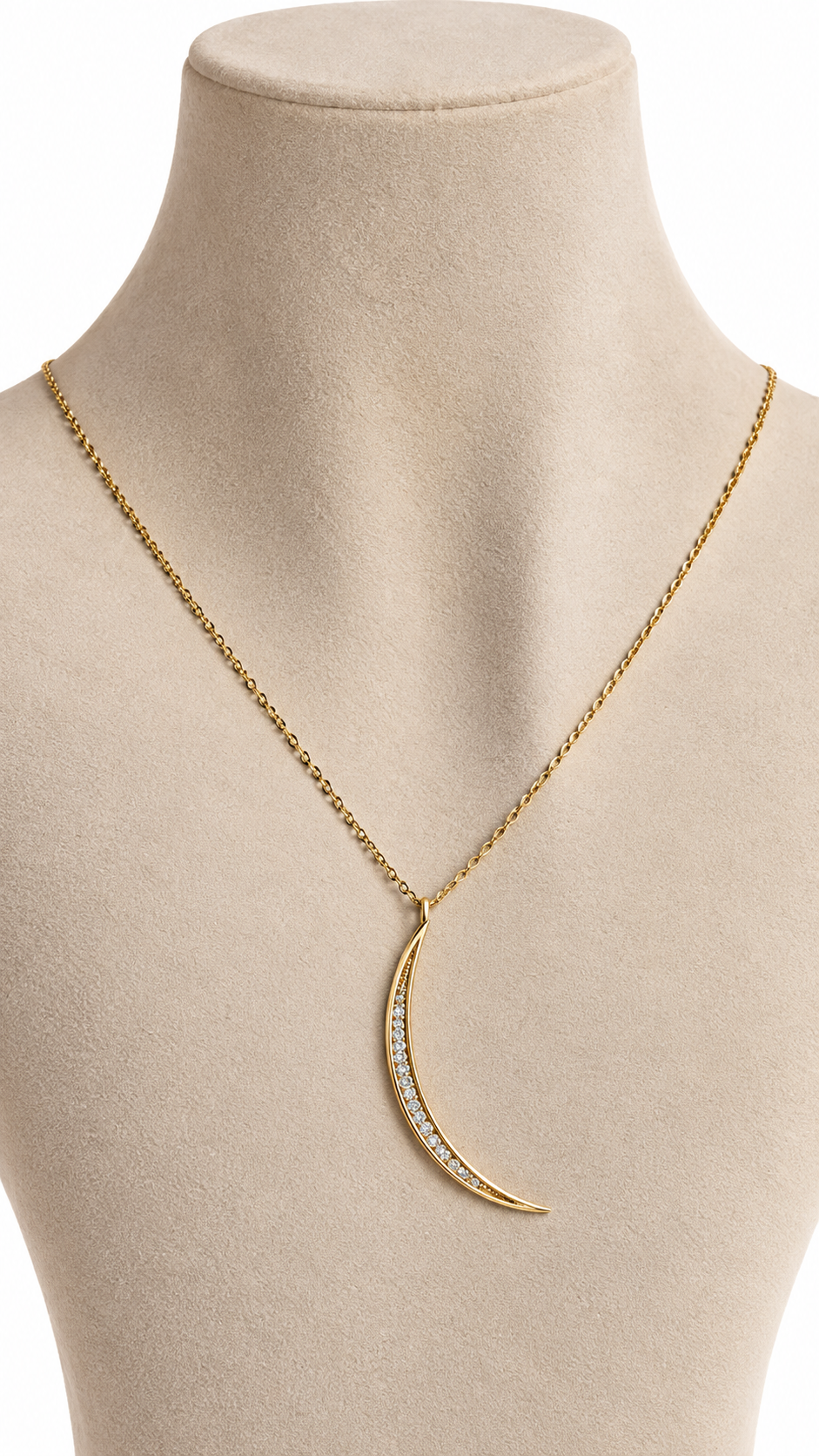 Cadena Sólida con Dije de Luna de 14k – 14k Gold Moon Necklace
