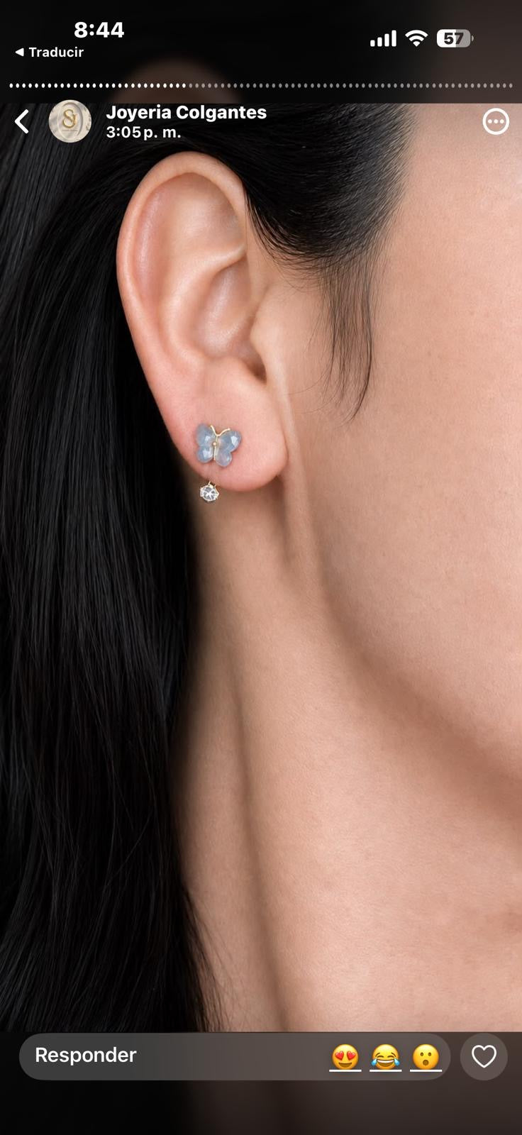 Aretes de mariposa de 14k
