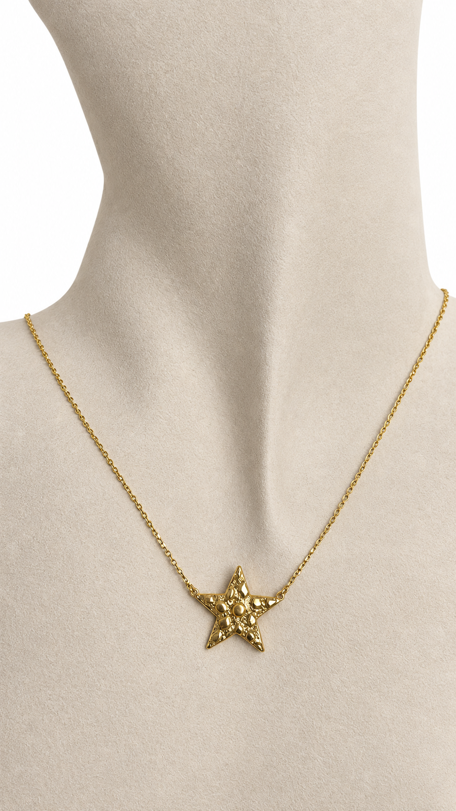 Cadena con Dije de Estrella Nugget de 10k – 10k Gold Nugget Star Necklace