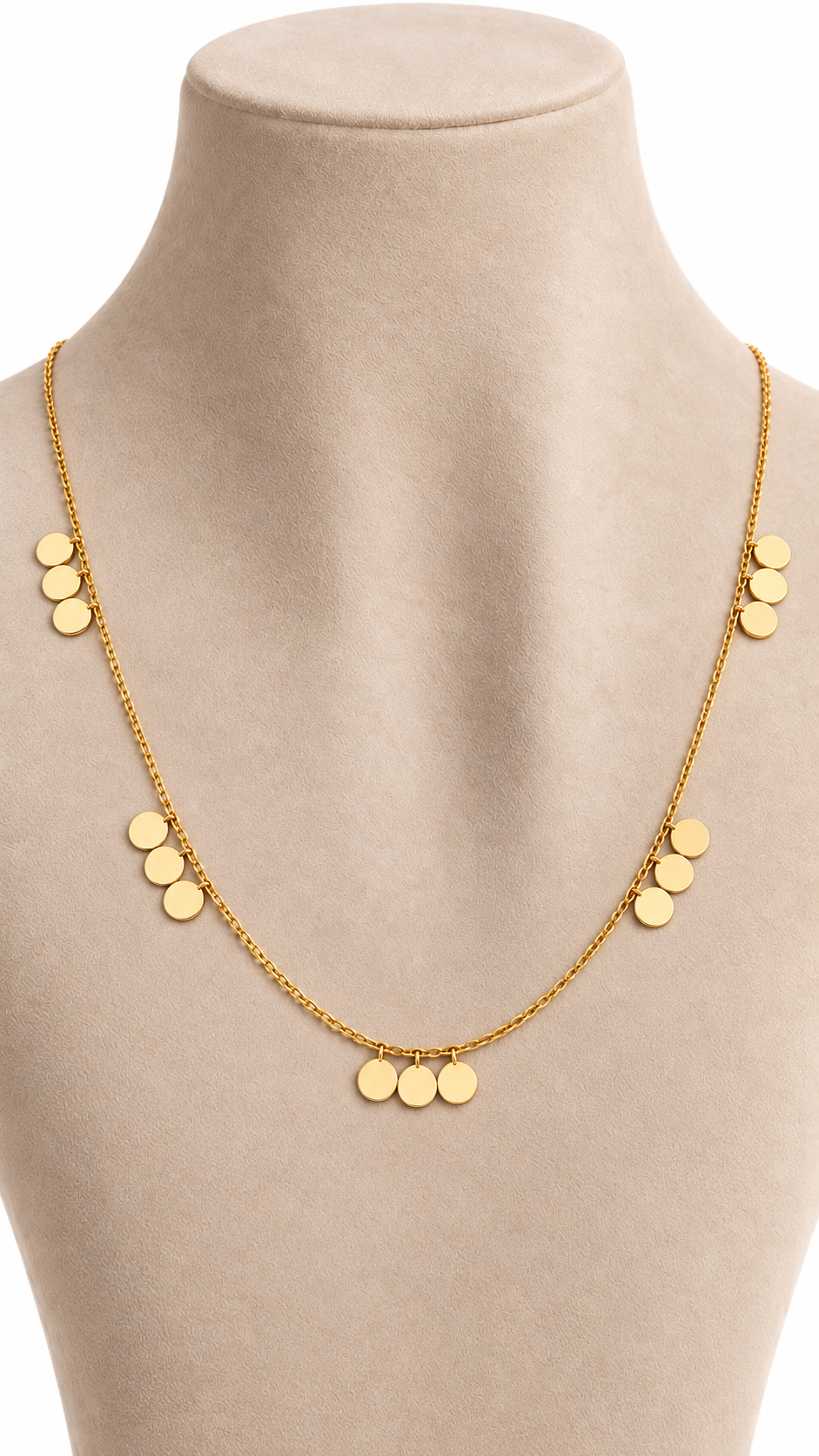 Cadena con Colgantes Estilo Lentejuela de 10k – 10k Gold Sequin Charm Necklace