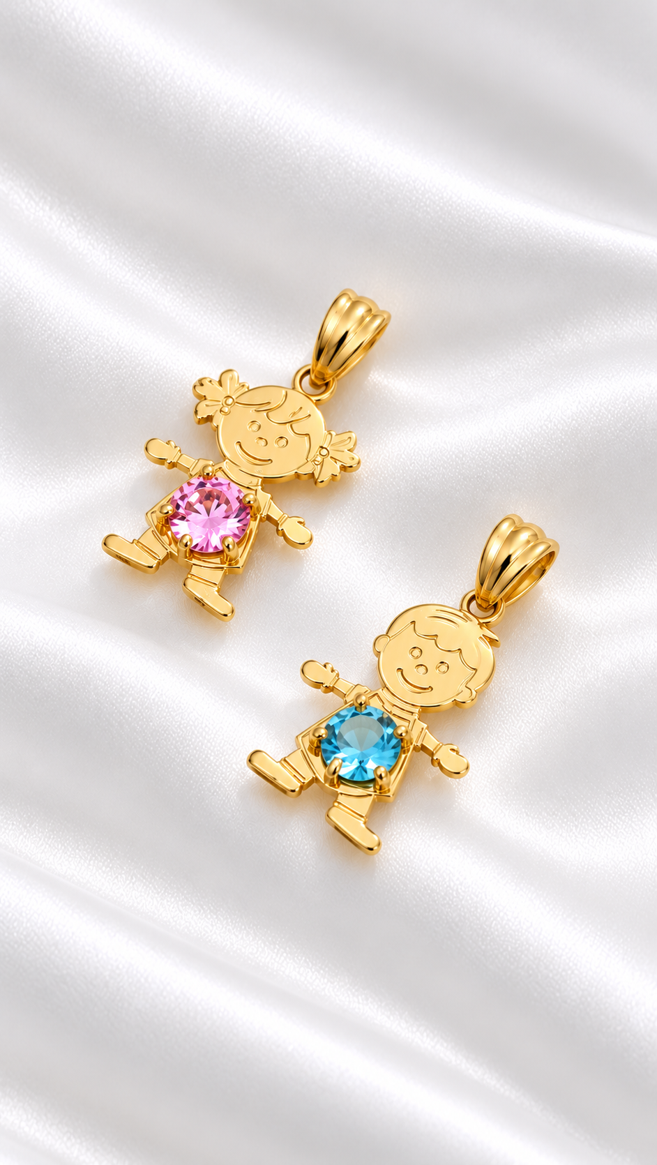Dije Silueta de Niña o Niño de 10k – 10k Gold Girl or Boy Silhouette Pendant