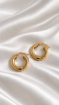 Argollas Medianas Tipo Dona de 14k – 14k Gold Puffy Donut Hoop Earrings