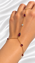 Pulsera con Piedras Rojas de 14k – 14k Gold Red Stone Bracelet