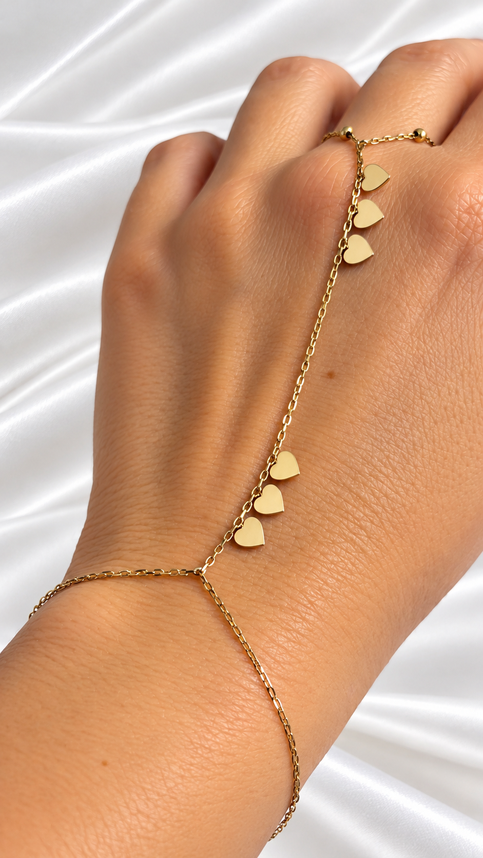 Pulsera de Corazones y Balines de 14k – 14k Gold Heart and Bead Bracelet