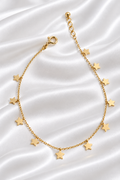 Pulsera Fina con Estrellas Colgantes de 14k – 14k Gold Dainty Star Charm Bracelet