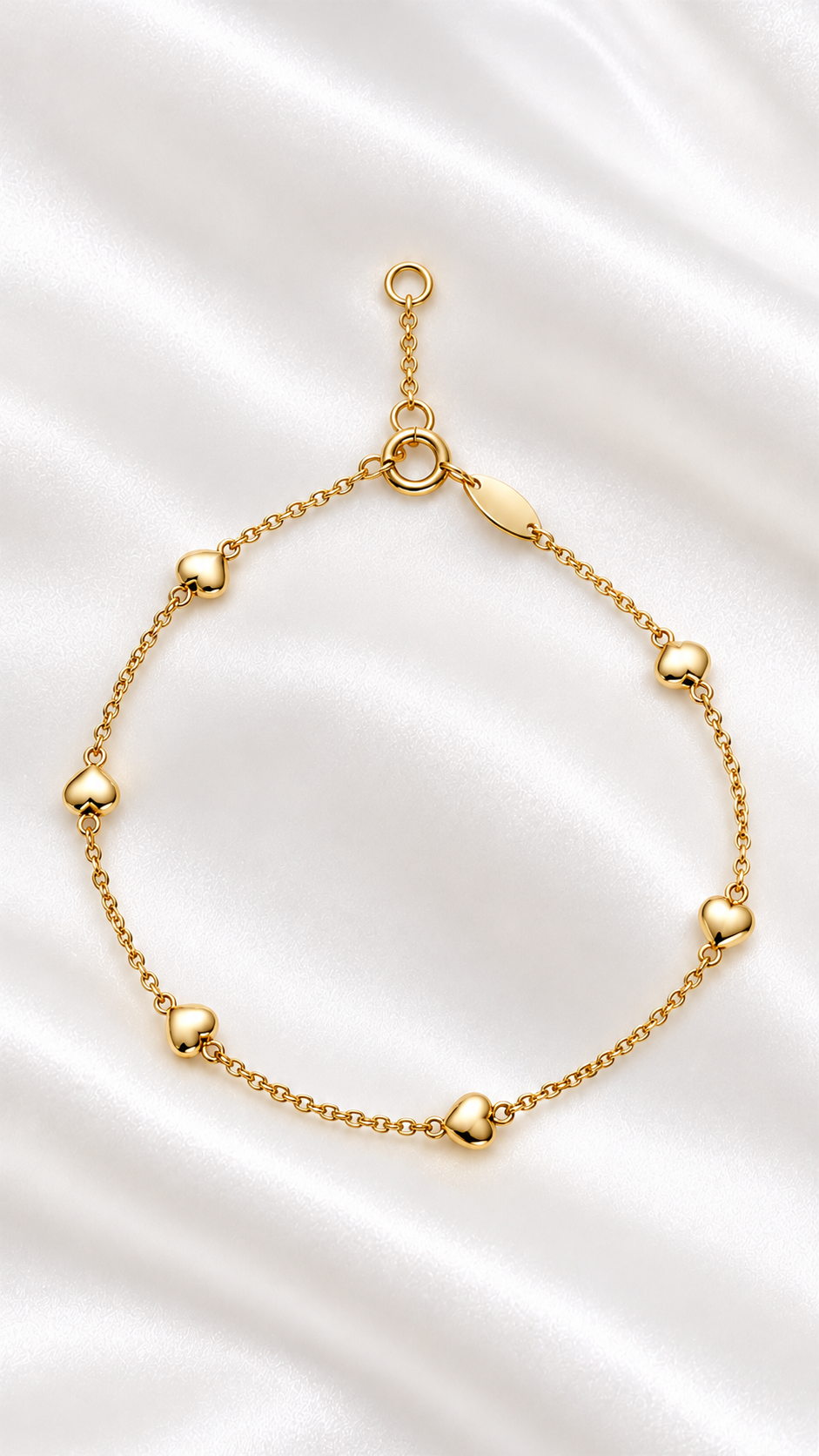 Pulsera de Corazones de 10k – 10k Gold Heart Bracelet